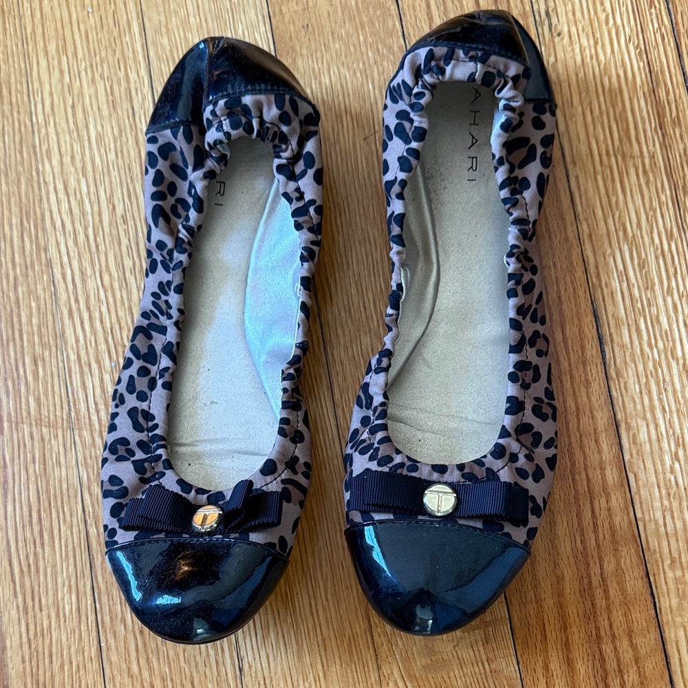 Tahari Leopard Print Flats with Black Accents